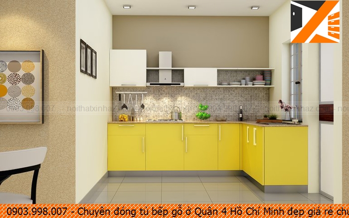 Chuyên đóng tủ bếp gỗ ở Quận 4 Hồ Chí Minh đẹp giá rẻ chuyên nghiệp 090.399.8007