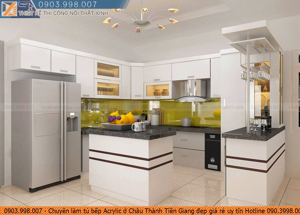 Chuyên làm tủ bếp Acrylic ở Châu Thành Tiền Giang đẹp giá rẻ uy tín Hotline 090.3998.007