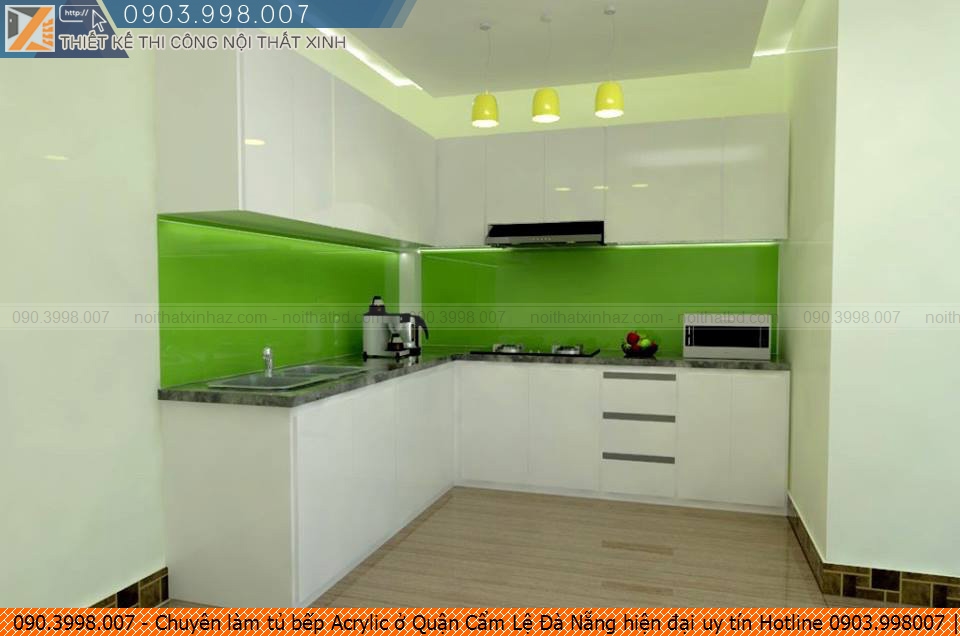 Chuyên làm tủ bếp Acrylic ở Quận Cẩm Lệ Đà Nẵng hiện đại uy tín Hotline 0903.998007