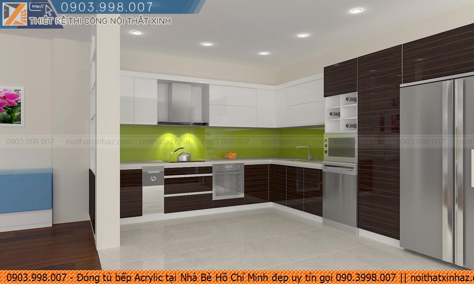 Đóng tủ bếp Acrylic tại Nhà Bè Hồ Chí Minh đẹp uy tín gọi 090.3998.007
