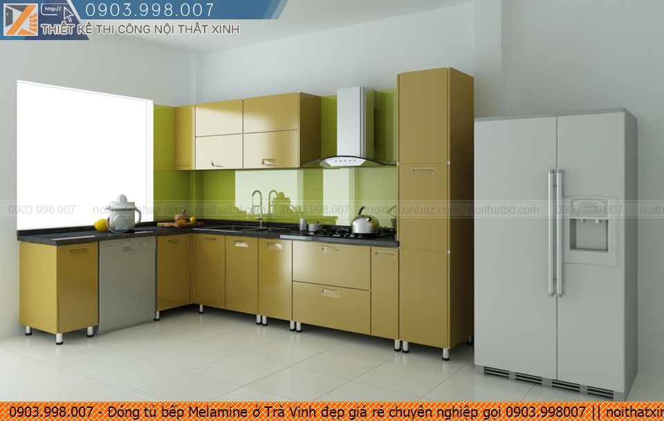Đóng tủ bếp Melamine ở Trà Vinh đẹp giá rẻ chuyên nghiệp gọi 0903.998007