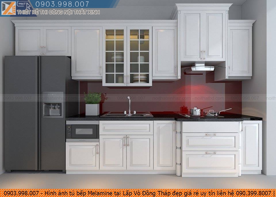 Hình ảnh tủ bếp Melamine tại Lấp Vò Đồng Tháp đẹp giá rẻ uy tín liên hệ 090.399.8007