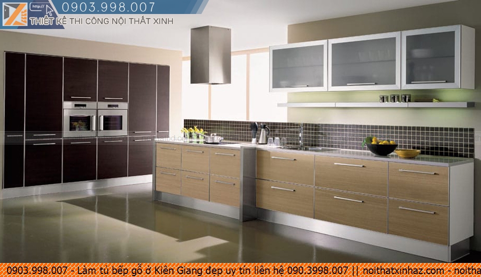 Làm tủ bếp gỗ ở Kiên Giang đẹp uy tín liên hệ 090.3998.007