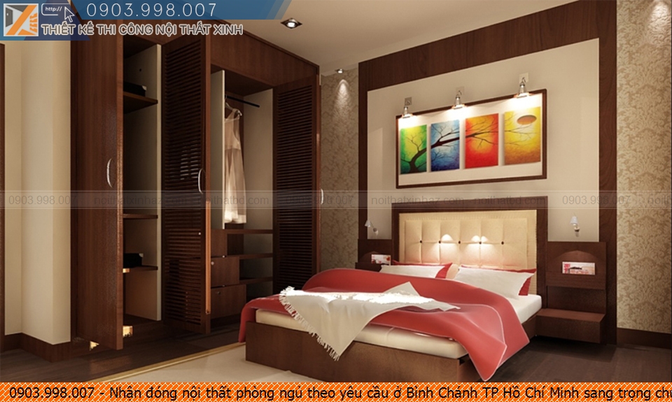 Nhận đóng nội thất phòng ngủ theo yêu cầu ở Bình Chánh TP Hồ Chí Minh sang trọng chuyên nghiệp liên hệ SĐT 090.399.8007