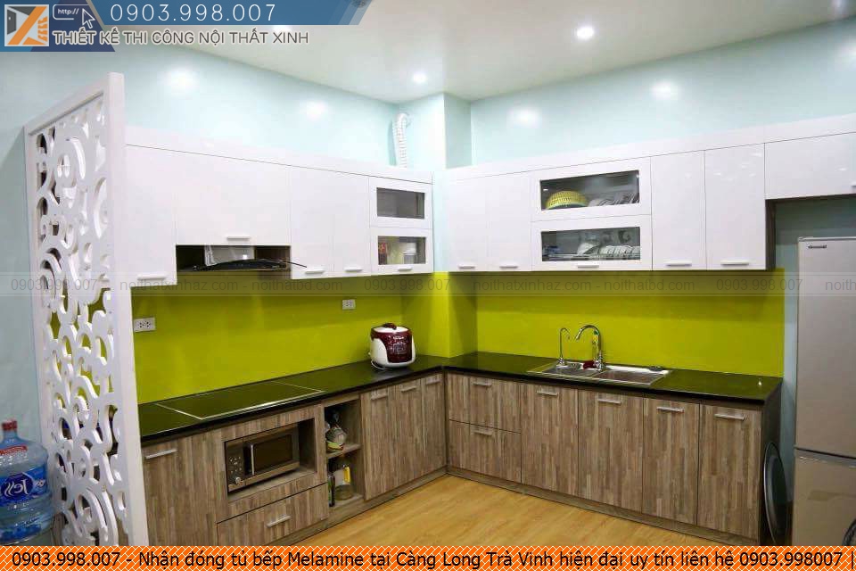 Nhận đóng tủ bếp Melamine tại Càng Long Trà Vinh hiện đại uy tín liên hệ 0903.998007