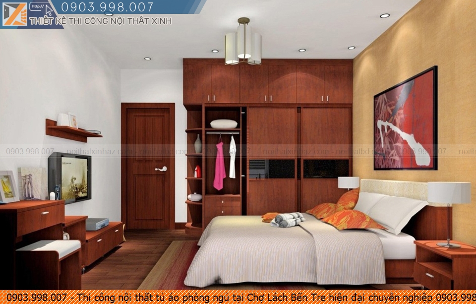 Thi công nội thất tủ áo phòng ngủ tại Chợ Lách Bến Tre hiện đại chuyên nghiệp 0903.998007