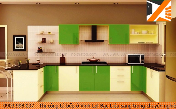 Thi công tủ bếp ở Vĩnh Lợi Bạc Liêu sang trọng chuyên nghiệp SĐT 0903.998007