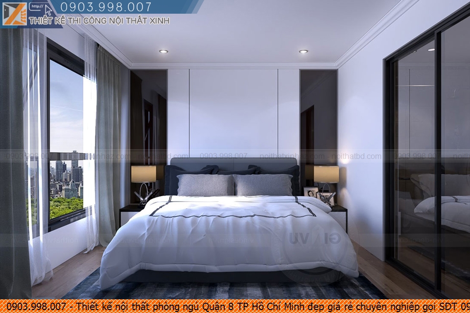 Thiết kế nội thất phòng ngủ Quận 8 TP Hồ Chí Minh đẹp giá rẻ chuyên nghiệp gọi SĐT 090.399.8007