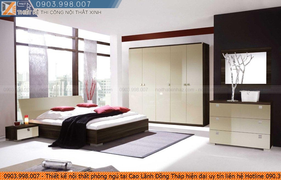 Thiết kế nội thất phòng ngủ tại Cao Lãnh Đồng Tháp hiện đại uy tín liên hệ Hotline 090.3998.007