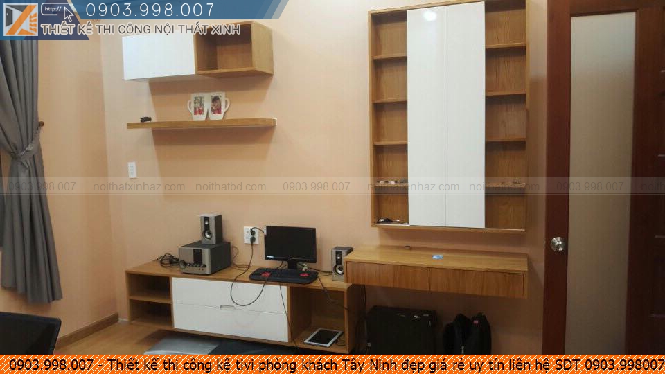Thiết kế thi công kệ tivi phòng khách Tây Ninh đẹp giá rẻ uy tín liên hệ SĐT 0903.998007