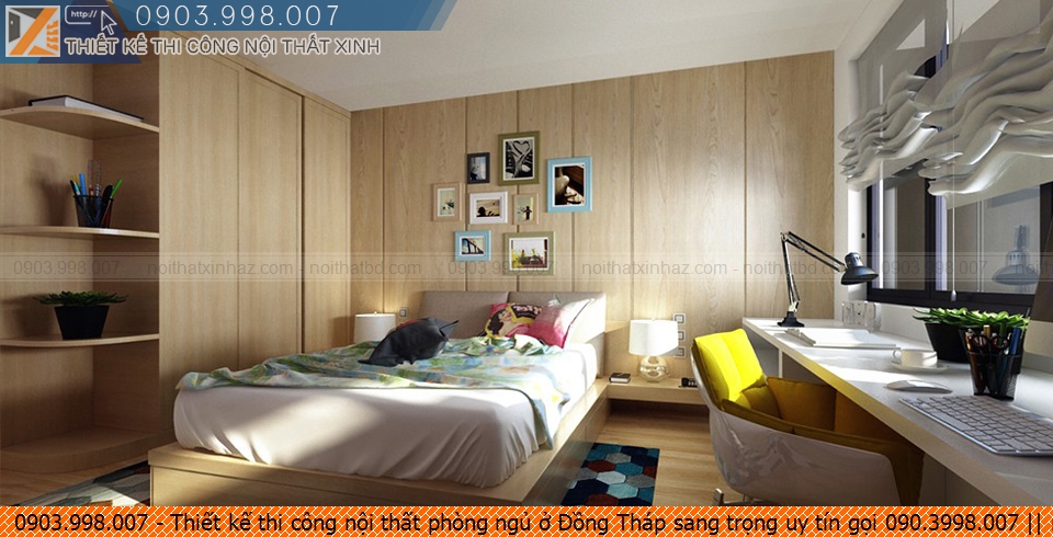 Thiết kế thi công nội thất phòng ngủ ở Đồng Tháp sang trọng uy tín gọi 090.3998.007