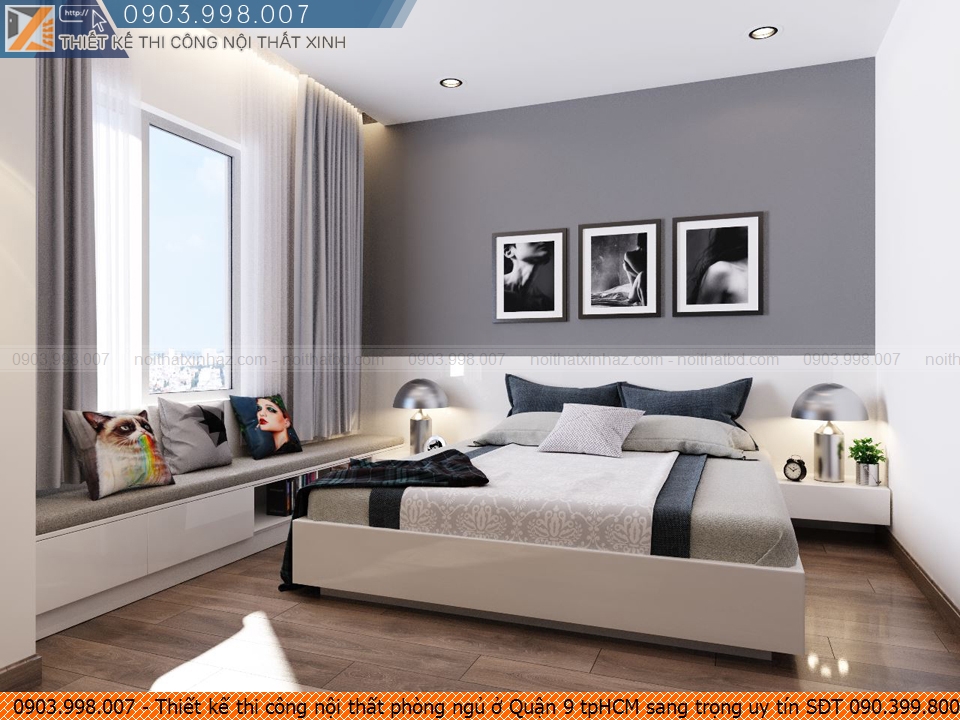 Thiết kế thi công nội thất phòng ngủ ở Quận 9 tpHCM sang trọng uy tín SĐT 090.399.8007