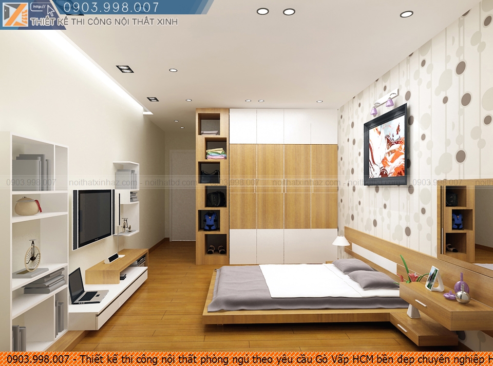 Thiết kế thi công nội thất phòng ngủ theo yêu cầu Gò Vấp HCM bền đẹp chuyên nghiệp Hotline 090.3998.007