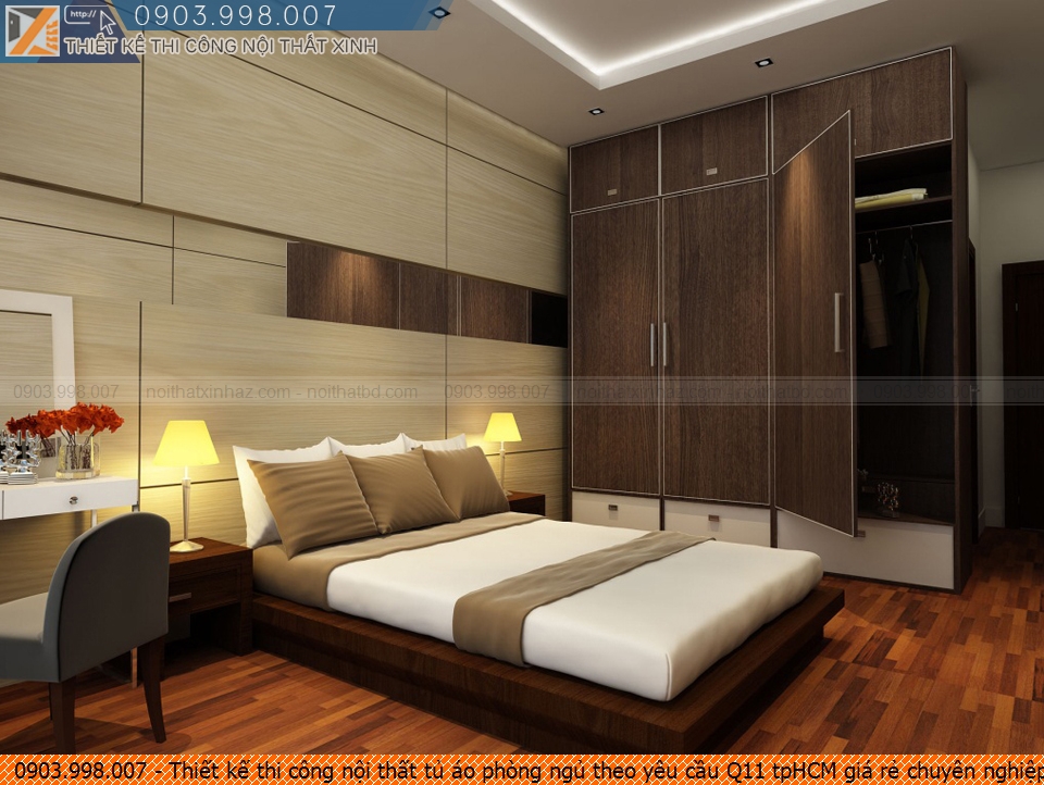 Thiết kế thi công nội thất tủ áo phòng ngủ theo yêu cầu Q11 tpHCM giá rẻ chuyên nghiệp 0903998007