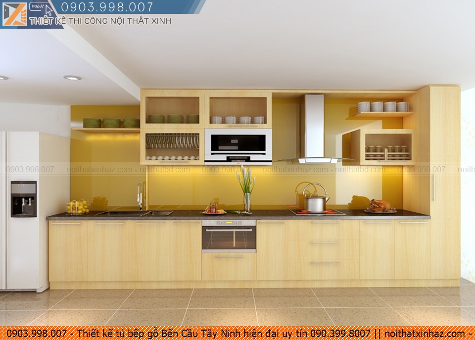 Thiết kế tủ bếp gỗ Bến Cầu Tây Ninh hiện đại uy tín 090.399.8007