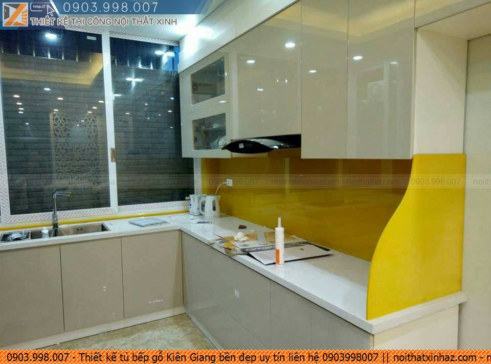 Thiết kế tủ bếp gỗ Kiên Giang bền đẹp uy tín liên hệ 0903998007