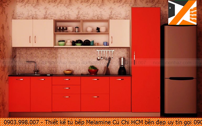 Thiết kế tủ bếp Melamine Củ Chi HCM bền đẹp uy tín gọi 0903.998.007