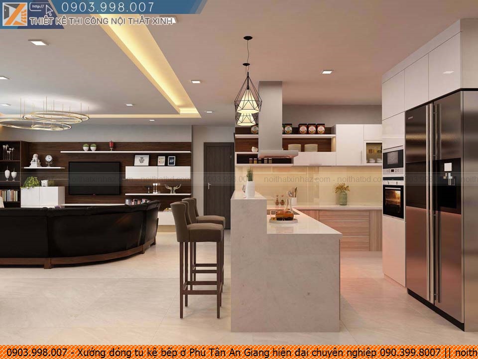 Xưởng đóng tủ kệ bếp ở Phú Tân An Giang hiện đại chuyên nghiệp 090.399.8007