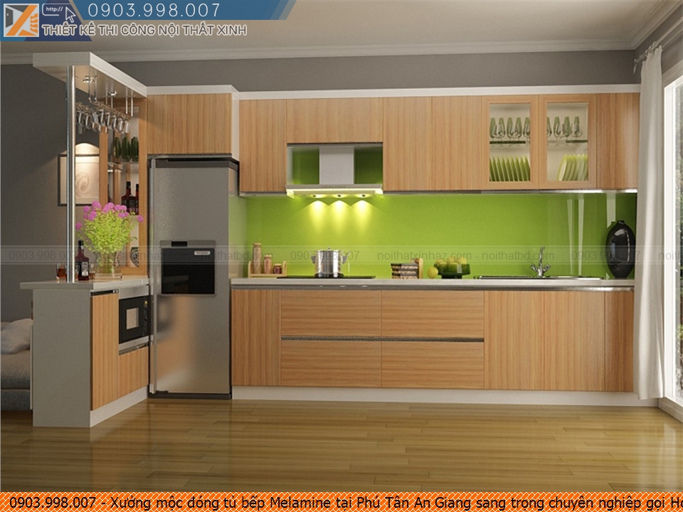 Xưởng mộc đóng tủ bếp Melamine tại Phú Tân An Giang sang trọng chuyên nghiệp gọi Hotline 0903.998.007