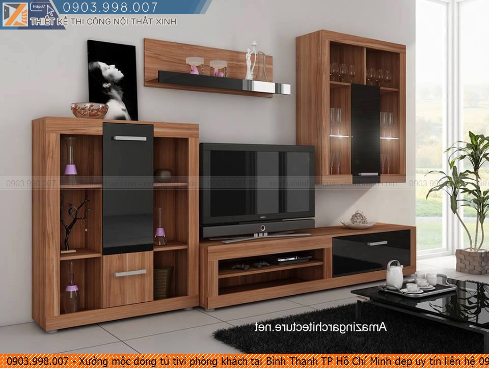 Xưởng mộc đóng tủ tivi phòng khách tại Bình Thạnh TP Hồ Chí Minh đẹp uy tín liên hệ 090.399.8007