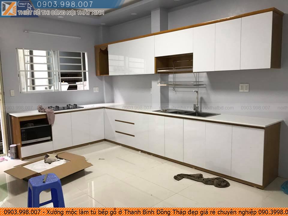 Xưởng mộc làm tủ bếp gỗ ở Thanh Bình Đồng Tháp đẹp giá rẻ chuyên nghiệp 090.3998.007